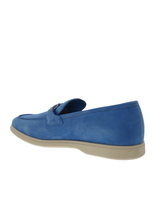 Salvatore Ferragamo Cosimo Gancini Loafers Blue Suede Leather Size 12 New main image 6